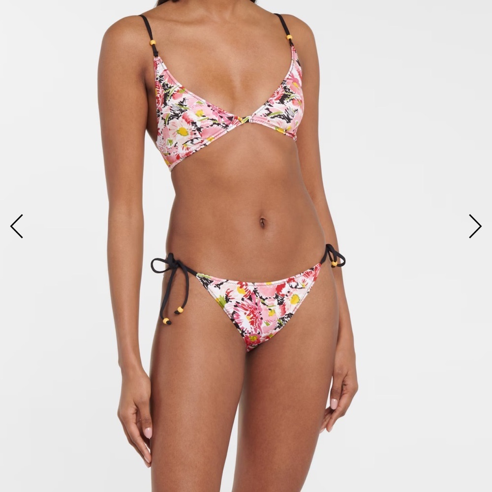 NWT STELLA MCCARTNEY Watercolor Pink Floral Bikini Bottom With Side Ties XS - Picture 2 of 16